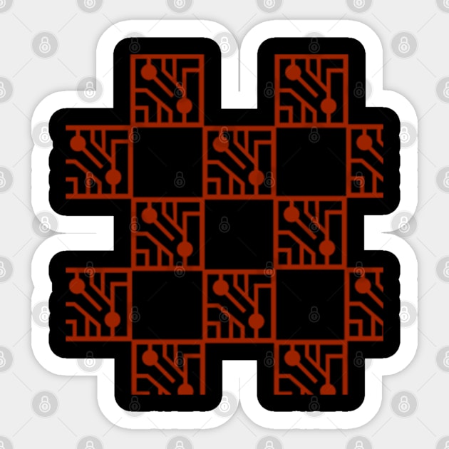 Red electronic circuits pattern Sticker by SAMUEL FORMAS